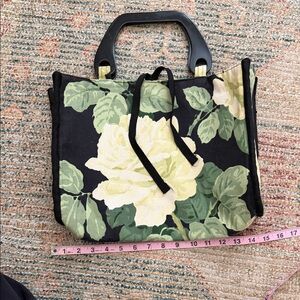 Chic Floral Black and Green Tote Bag